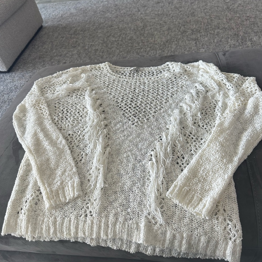 Amuse Society Boho Tassel off white open weave sweater size M New without tags